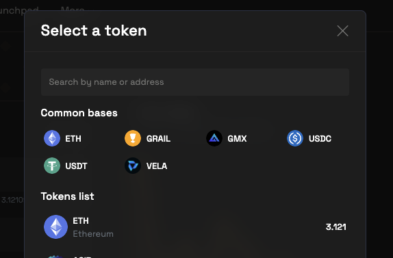 Select a token overview