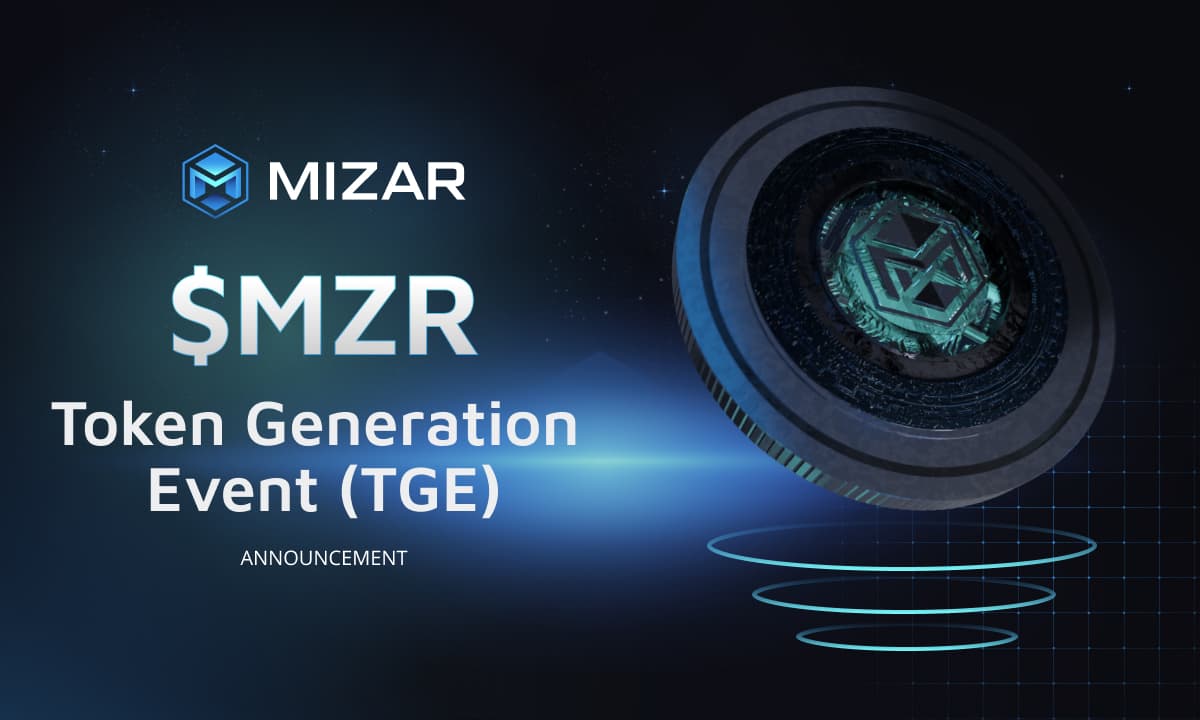 Blue background, with a blue MZR Coin icon