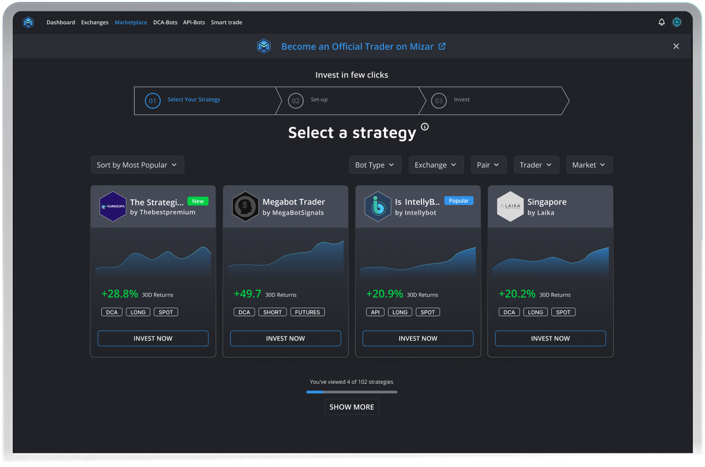 Copy trade on Mizar