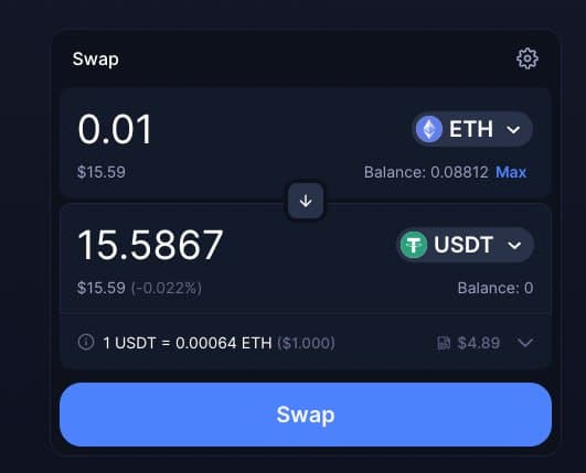 Swap ETH against USDT on Uniswap